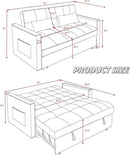 3 in 1 Sleeper Sofa Beds, Futon Sofa Bed for Living Room with Side Pocket, Sleepers Couch with Pullout Bed, Convertible Love Seat Sleepers Couch for Living Room, Bedroom, Small Space, Blue by CozyNest Decor