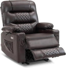 MCombo Zero Gravity Power Recliner Chair with Heat and Vibration Massage, Reclining Chair with USB Ports, Cup Holders for Living Room, Faux Leather PR621 (Brown) by CozyNest Decor