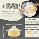 48oz Platinum Silicone 3 Compartmented Microwave Steamer Pot with Handle & Lid - Korean 100% Food-Grade Steamer Bowl, Heat-Resistant Cooker with Steam Holes, Easy Clean, Dishwasher Safe, Yellow by TinyTreasures Baby Boutique