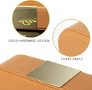 SANZIE Luxury Leather Desktop Storage Small Catchall Organizer Decorative Tray for Entryway Table to Hold Jewelry Watch Cosmetics Keys Phone Wallet, Home & Office Accessories (Metal Glided, Orange) by CozyNest Decor
