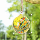 VCUTEKA Hanging Garden Gazing Ball, Hand-Blown Glass Witch Ball for Outdoor Garden Décor, 6" Yellow Swirl by CozyNest Decor