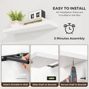 48 inch Floating Shelves for Wall Large Wall Mounted Shelves with Invisible Brackets, White Long Shelves for Bathroom, Living Room, Kitchen, Office, 48x9.1 inch deep Set of 2 by CozyNest Decor