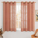 LAMIT Light Filtering Linen Curtains 54 inches Long for Bedroom, Linen Textured Semi Sheer Bronze Grommet Boho Drapes for Living Room, Terracotta, 2 Panels, 52 x 54 Inch by CozyNest Decor