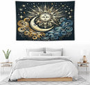 HZOHNAGO Sun Moon Tapestry Boho Golden Stars Pattern Printed Wall Tapestry Wall Hanging for Bedroom Living Room Dorm 60" W x 40" H by CozyNest Decor