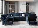 Belffin Modular Velvet Sectional Sofa with Storage Seat Oversized U Shaped Couch with Reversible Chaise Sofa Set with Ottoman Blue by CozyNest Decor