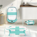 Baby Bathtub,Collapsible Baby Bath Tub with Thermometer & Soft Floating Cushion,Portable Travel Baby Bathtubs for Newborns to Toddlers 0-36 Months(Bear Green) by TinyTreasures Baby Boutique