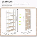 4NM No Assembly Foldable Bookshelf, 6-Shelf Collapsible Bookcase Storage for Small Spaces, 74" H, Natural White by CozyNest Decor