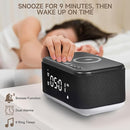 Alarm Clock Speaker Wireless Charger, Digital Alarm Clocks Bedrooms Bluetooth, Alarm Clock Dimmable Light Bedrooms Dual Alarm Snooze Dimmer 12 24H RGB Night Light Bluetooth USB AUX, Black by TinyTreasures Baby Boutique