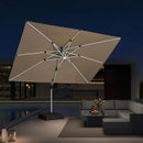 PURPLE LEAF 9' X 12' Solar Powered LED Patio Large Umbrella Offset Double Top Hanging Umbrella Outdoor Market Umbrella for Garden, Deep Beige by GreenHaven Gardens