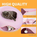 Jia Xi Cat Tunnel Bed & Hideout - Large Indoor Cat Condo & Cave (24 inch, Pink) by CozyNest Decor