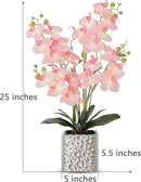Orchid Artificial Flowers with Sliver Vase Large Silk Faux Phalaenopsis Flowers for Dining Room Table Floral Centerpieces Indoor Decoration,Pink by CozyNest Decor