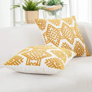 HWY 50 Mustard Yellow Decorative Throw Pillow Covers 18x18 Inch, Pack of 2 Embroidered Cotton Farmhouse Cushion Cover Pillow Case for Sofa Couch Living Room Bed Bedroon, Modern Diamond Geometric by CozyNest Decor