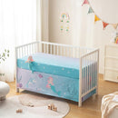 4 Piece Crib Bedding Set for Boys Girls, Infant Toddler Nursery Baby Bedding Sets Includes Cartoon Quilt, Fitted Crib Sheet, Crib Skirt and Plush Mermaid Toy by TinyTreasures Baby Boutique