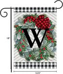Briarwood Lane Winter Wreath Monogram Letter W Garden Flag by GreenHaven Gardens
