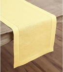 Solino Home Linen Table Runner 90 Inches Long - Classic Hemstitch 100% Pure Linen Yellow Dining Table Runner 14 x 90 Inch by CozyNest Decor