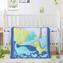 Wowelife Dinosaur Mini Crib Bedding Set for Boys Blue Premium 3-Piece Baby Bedding Sheet Set Dinosaurs Nursery Crib Set Crib Comforter Set Breathable and Soft for Baby by TinyTreasures Baby Boutique