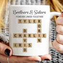 Trending Custom Brothers And Sisters Forever Linked Together Crossword Puzzle Art Personalized Mug, Gift For Brothers, Sisters, Siblings, Family Member on Birthday Christmas by TinyTreasures Baby Boutique