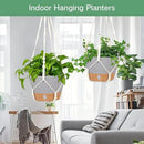 QCQHDU 2 Pack Hanging Planters for Indoor Plants, Outdoor Hanging Baskets, Self Watering Pots with Drainage Holes & Removable Tray (Light Grey, 8 inch, Macrame Hanger) by GreenHaven Gardens