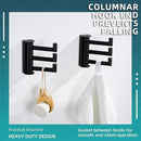 Angle Simple Swivel Towel Hooks for Bathroom, SUS 304 Stainless Steel Foldable 3 Arms Robe Towel Holder, Shower Wall Coat Hooks, Matte Black, 2 Pack by CozyNest Decor