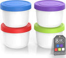BALCI - 8oz Mini Ice Cream Containers with Silicone Lids (Set of 4) - Freezer Food Storage Containers, Reusable, LeakProof, For Homemade IceCream Containers - Blue, Red, Green, Purple by TinyTreasures Baby Boutique