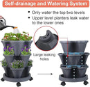 Vertical Planter 3 Tier Stackable Planters Garden Planters Strawberry Herb Flower and Vegetable Planter Indoor Outdoor Gardening Pots with Removable Wheels and Tools by GreenHaven Gardens