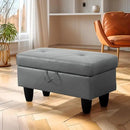 Ottoman Rectangular Storage Ottoman Bench, Faux Leather Footrest, Coffee Table, Stool Footstool with Hinged Lid for Living Room, Bedroom, Entryway, Gray, 28.5"x19"x17.5" by CozyNest Decor