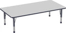 Factory Direct Partners FDP Rectangle Activity School and Classroom Kids Table (36 x 72 inch), Toddler Legs, Adjustable Height 15-24 inches - Gray Top and Navy Edge by CozyNest Decor