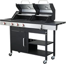 3-Burner Propane Gas BBQ Grill with Side Burner and Charcoal Grill Combo, 37,230 BTU, Enameled Cast Iron Grates, Stainless Steel Outdoor Grill for Patio and Backyard by GreenHaven Gardens