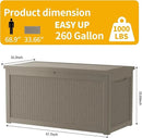 260 Gallon Double-Wall Resin Deck Box - Lockable Waterproof Outdoor Storage Box, 1000lbs Capacity & Doubles as Seating for Patio Furniture - Garden Tools, Pool Accessories (Brown) by CozyNest Decor