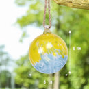 VCUTEKA Hanging Garden Gazing Ball, Hand-Blown Glass Witch Ball for Outdoor Garden Décor, 6" Blue Yellow Swirl by CozyNest Decor