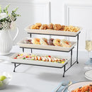 MALACASA 3 Tier Serving Tray, Porcelain Tiered Cupcake Stand, Ceramic Elevated Serving Platter with Collapsible Sturdier Rack,Series PLAT (White, 14 Inch) by CozyNest Decor