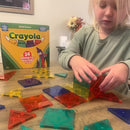 CreateOn Crayola Bold Magnetic Tiles, Building Set for Kids, Magnetic Tiles, Kids’ Building Toys, STEM and Montessori Toys for Boys and Girls Ages 3+, 24-Piece Set (Bold) by TinyTreasures Baby Boutique