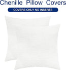 CaliTime Throw Pillow Covers Decorative 26 X 26 Inches Pack of 2 Cozy Chenille Cushion Cases for Couch Sofa Bed Living Room Home True White by CozyNest Decor