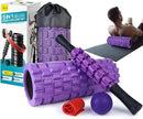 5 in1 Foam Roller Set, High Density Deep Tissue Massager for Muscle Massage, Massage Roller, Massage Ball, Resistance Band for Whole Body Physical Therapy Deep Muscle Massage (Purple) by CozyNest Decor