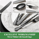 40 Pcs Black Silverware Set for 8 with Water Cube Handle design, Food Grade Stainless Steel Flatware Set, Eating Utensils Sets Include Fork/Knife/Spoon, Reusable Cutlery Set, Dishwasher Safe by CozyNest Decor