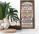 Rustic Bathroom Decor Rules Wood Sign, Frame Western Bathrooms Decors, Farmhouse Bathroom Décor, Rustic Bathrooms Door Rules Décor Sign by CozyNest Decor