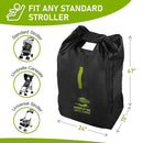 Travel Stroller Bag for Airplane, Black and Green, 47" H x 24" W x 15" D, Fits Most Large, Single, Double, Jogging Strollers,Waterproof, Heavy-Duty Protection, Easy-to-Carry Design by TinyTreasures Baby Boutique