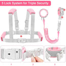 Accmor 3 in1 Toddler Harness Leash with Anti Lost Wrist Link, Harness Leash for Toddlers, Baby Leash, Child Walking Harness Kids Leash Wristband Rope Belt with Lock for Girls to Outdoor Travel (Pink) by TinyTreasures Baby Boutique