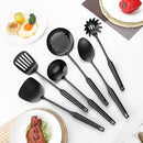304 Stainless Steel Cooking Utensil,Kitchen Kitchen Utensil with Spatula, Solid Spoon, Ladle, Skimmer, Spaghetti Spoon, 6 Piece Set, Dishwasher Safe(Black) by CozyNest Decor