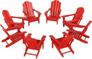 Westin Outdoors Laguna WO Outdoor Adirondack Folding Patio Chairs 8 PCS Set Retro Beach Aesthetic for Backyard, Lawn, Patio, Deck, Garden, Weather Resistant Polyethylene Plastic Lounger (Red) by GreenHaven Gardens