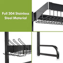 3 Tier Extra Large Stainless Steel Expandable Over The Sink Dish Drainer Drying Rack, Rust Proof Metal, Space Saving, Modern Black Big Capacity Extendable Plate Strainers Above Kitchen Counter by CozyNest Decor