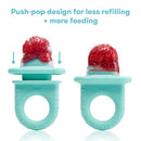 Frida Baby Push Pop Feeder, Baby Fruit Food Feeder to Safely Introduce New Foods, Fresh + Frozen, Silicone, BPA Free, Dishwasher Safe | 3 Count, Teal by TinyTreasures Baby Boutique