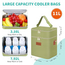 PIIOSER Breastmilk Cooler Bag with Ice Pack Fits 6 Baby Bottles Up to 9 Ounce, Insulated Baby Bottle Tote Bags, Double Layer Waterproof Leak-Proof with Shoulder Strap for Nursing & Working Mom (Green) by TinyTreasures Baby Boutique