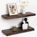 RICHFOCUS Live Edge Elm Floating Shelves - 24" W x 9.3" D Rustic Solid Wood Wall Shelves with Invisible Bracket, Wall-Mounted for Living Room, Bedroom, Kitchen Storage & Display, Set of 2, Walnut by CozyNest Decor