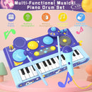 Mostop Toddler Musical Toys 5 in 1 Piano Keyboard Xylophone Drum with Microphone, DJ Table Instruments Learning Toys with Lights for Boys Girls Age 2-5, Kids Piano Drum Set Christmas Birthday Gift by TinyTreasures Baby Boutique