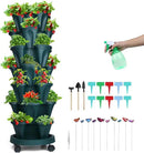Vertical Planter, 7 Tier Stackable Strawberry Planter with Garden Tool Set, Movable Indoor/Outdoor Garden Herb Pot for Growing Vegetables and Succulents, Green by GreenHaven Gardens