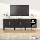 LYNSOM TV Stand for 85 Inch TV, Media Entertainment Center Console Table, 3 Cabinets, TV Console Table with Storage Cabinet for Bedroom, Living Room, Entertainment Room (Black) by CozyNest Decor