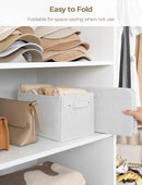 StorageWorks Narrow Storage Bins, Small Basket for Closet and Shelves, Rectangular Fabric Organizer with Handles, Toilet Paper Storage, Gray and White, 2-Pack by CozyNest Decor