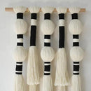 Macrame Wall Hanging Tassels Sphericity Cotton Textile Hanging Geometric Yarn Wall Art for Bedroom Living Room Decor 15.7" W x 39" L by CozyNest Decor