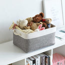 TheWarmHome Organization and Storage Basket for Organizing- 16x12x8 inch 1 Pack Fabric Storage Cubes, Collapsible Storage Bins for Shelves Organizer Gift Closet Cloth Toy (White & Grey) by TinyTreasures Baby Boutique